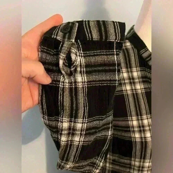 GARNET Hill 6 Black Plaid Organic Cotton Long Sleeve Pop Over Tunic Shirt Dress - Picture 6 of 8